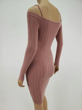 Load image into Gallery viewer, Long Sleeve Off Shoulder with Strap Dress (Mauve)
