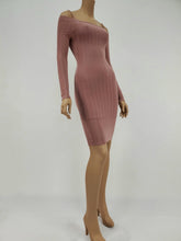 Load image into Gallery viewer, Long Sleeve Off Shoulder with Strap Dress (Mauve)

