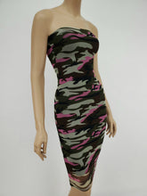 Load image into Gallery viewer, Bodycon Mesh Tube Dress (BlackPink Camouflage)

