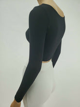 Load image into Gallery viewer, Long Sleeve Square Neck Crop Top (Black)
