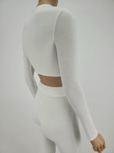 Load image into Gallery viewer, Long Sleeve Mock Neck Crop Top (White)

