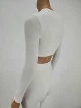 Load image into Gallery viewer, Long Sleeve Mock Neck Crop Top (White)
