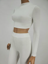 Load image into Gallery viewer, Long Sleeve Mock Neck Crop Top (White)
