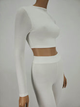 Load image into Gallery viewer, Long Sleeve Mock Neck Crop Top (White)
