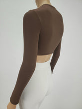Load image into Gallery viewer, Long Sleeve Mock Neck Crop Top (Brown)
