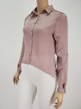 Load image into Gallery viewer, Cut Out Back Button Down Long Sleeve Hi-Lo Top (Mauve)
