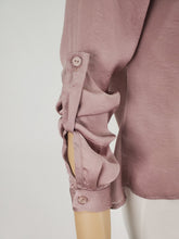 Load image into Gallery viewer, Cut Out Back Button Down Long Sleeve Hi-Lo Top (Mauve)
