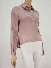 Load image into Gallery viewer, Cut Out Back Button Down Long Sleeve Hi-Lo Top (Mauve)
