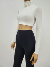 Load image into Gallery viewer, Turtleneck Long Sleeve Crop Top (White)
