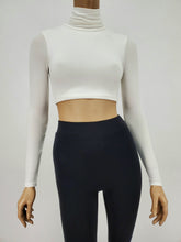 Load image into Gallery viewer, Turtleneck Long Sleeve Crop Top (White)
