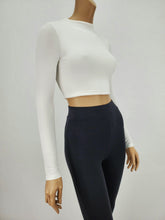 Load image into Gallery viewer, Backless Long Sleeve Mock Neck Crop Top (White)
