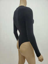 Load image into Gallery viewer, Mock-Neck Front Cut Out Long Sleeve Bodysuit (Black)
