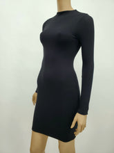 Load image into Gallery viewer, Long Sleeve Mock Neck Mini Dress (Black)
