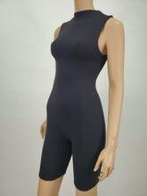 Load image into Gallery viewer, Sleeveless Mock Neck Romper with Zipper (Black)
