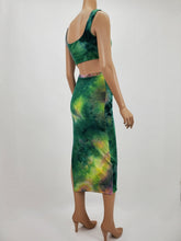 Load image into Gallery viewer, Tie-Dye Crop Tank and Midi Skirt Set (Green/Pink/Yellow)
