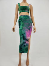 Load image into Gallery viewer, Tie-Dye Crop Tank and Midi Skirt Set (Green/Pink/Yellow)
