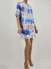 Load image into Gallery viewer, Oversized Tie-Dye T-Shirt Dress (Blue/Mauve)
