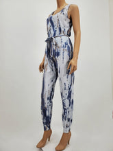 Load image into Gallery viewer, Tie-Dye Jogger Jumpsuit (Blue/Gray/Taupe)
