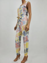 Load image into Gallery viewer, Tie-Dye Jogger Jumpsuit (Mauve/Yellow/Gray)
