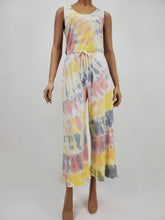 Load image into Gallery viewer, Wide Leg Tie-dye Jumpsuit (Yellow/Gray/Mauve)
