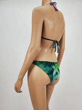 Load image into Gallery viewer, Tie-Dye Halter Bikini Swimsuit (Green/Pink/Yellow)
