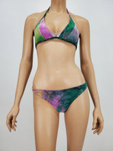Load image into Gallery viewer, Tie-Dye Halter Bikini Swimsuit (Green/Pink/Yellow)

