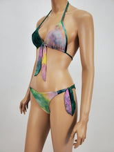 Load image into Gallery viewer, Tie-Dye Halter Bikini Swimsuit (Green/Pink/Yellow)

