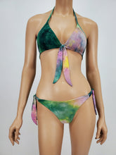 Load image into Gallery viewer, Tie-Dye Halter Bikini Swimsuit (Green/Pink/Yellow)
