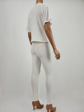 Load image into Gallery viewer, Loose Fit Raw Edge Short Sleeve Crop Top (White)
