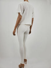 Load image into Gallery viewer, Loose Fit Raw Edge Short Sleeve Crop Top (White)
