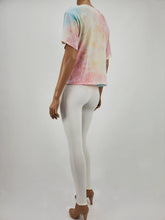 Load image into Gallery viewer, Raw Edge Tie dye Short Sleeve Top (Mauve/Yellow/Blue/Multi)
