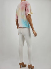 Load image into Gallery viewer, Raw Edge Tie dye Short Sleeve Top (Mauve/Yellow/Blue/Multi)
