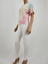Load image into Gallery viewer, Raw Edge Tie dye Short Sleeve Top (Mauve/Yellow/Blue/Multi)
