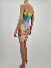 Load image into Gallery viewer, Bodycon Tie Dye Tube Dress (Pink/Yellow/Blue)
