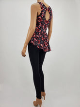 Load image into Gallery viewer, Geo Print Open Back Peplum Tank Top (Red/Gray)
