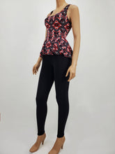 Load image into Gallery viewer, Geo Print Open Back Peplum Tank Top (Red/Gray)
