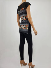 Load image into Gallery viewer, Dolman Sleeve Print with Mesh (Black Floral)
