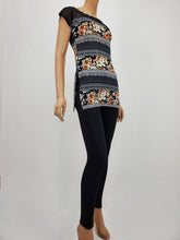 Load image into Gallery viewer, Dolman Sleeve Print with Mesh (Black Floral)
