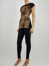 Load image into Gallery viewer, Dolman Sleeve Cheetah Top with Mesh (Brown)
