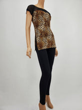 Load image into Gallery viewer, Dolman Sleeve Cheetah Top with Mesh (Brown)
