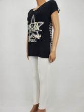 Load image into Gallery viewer, Dolman Sleeve Front Print with Back Mesh Plus Size (Black)
