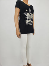 Load image into Gallery viewer, Dolman Sleeve Front Print with Back Mesh Plus Size (Black)
