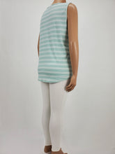 Load image into Gallery viewer, Faux Button Sleeveless Top with Tie Front Plus Size (Sage/White)
