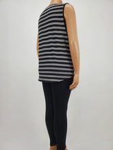 Load image into Gallery viewer, Faux Button Sleeveless Top with Front Tie Plus Size (Black/White)

