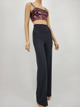 Load image into Gallery viewer, Metallic Crop Tank Top with Adjustable Elastic Strap (Pink/Black)
