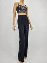 Load image into Gallery viewer, Metallic Crop Tank Top with Adjustable Elastic Strap (Black Silver)
