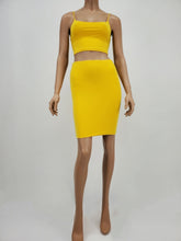 Load image into Gallery viewer, Spaghetti Strap Crop Top and Skirt Set (Yellow)
