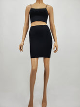 Load image into Gallery viewer, Spaghetti Strap Crop Top and Skirt Set (Black)
