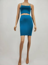 Load image into Gallery viewer, Spaghetti Strap Crop Top and Skirt Set (Teal)
