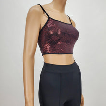 Load image into Gallery viewer, Sequins Spaghetti Strap Crop Tank Top (Burgundy)
